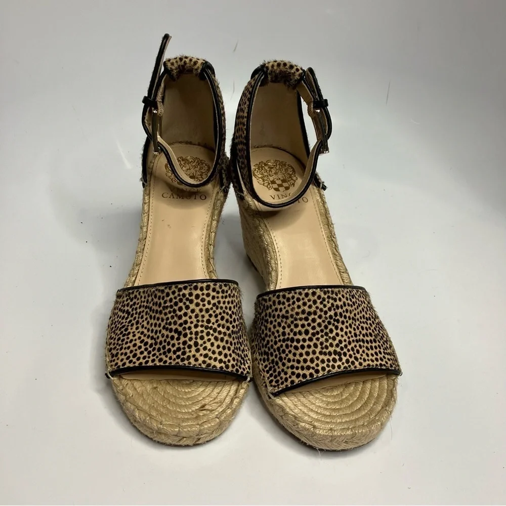 Vince Camuto Leera wedge Sandals espadrille calf hair size 8‎